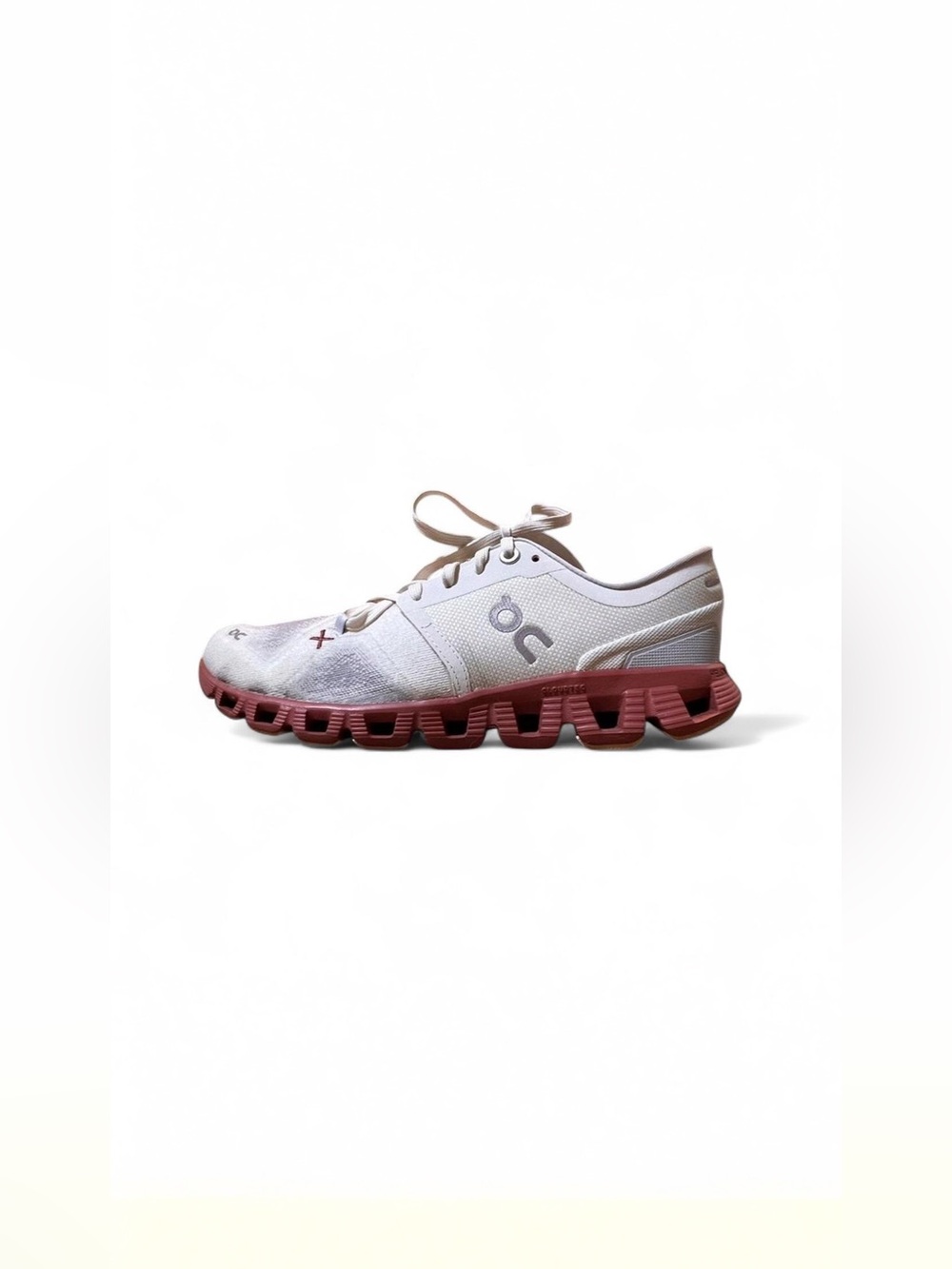On Running Cloud Women’s Running Shoe in White with Pink Sole